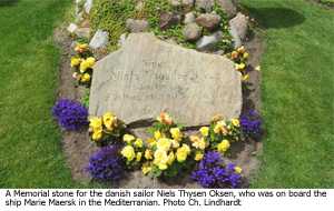 Memorial stone for the danish sailor Niels Thysen Oksen